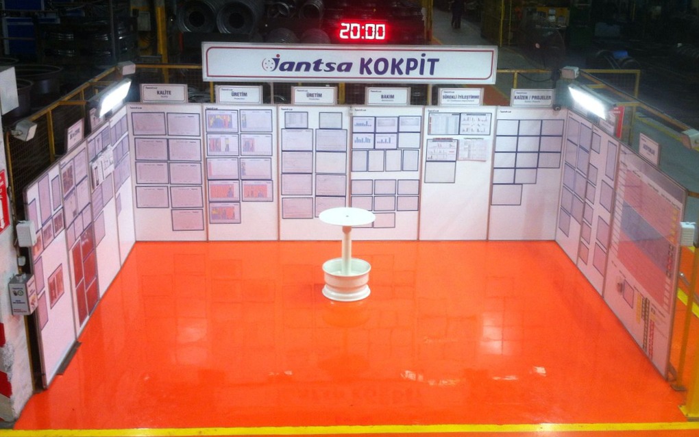 Üretim, kalite, bakım ve iyileştirme verilerinin sergilendiği fabrika kokpit ve takip alanı